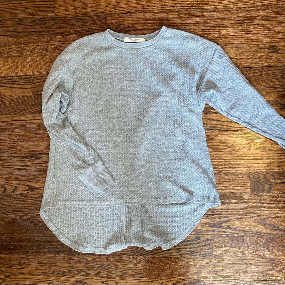 Grey Waffle-Knit Sweater